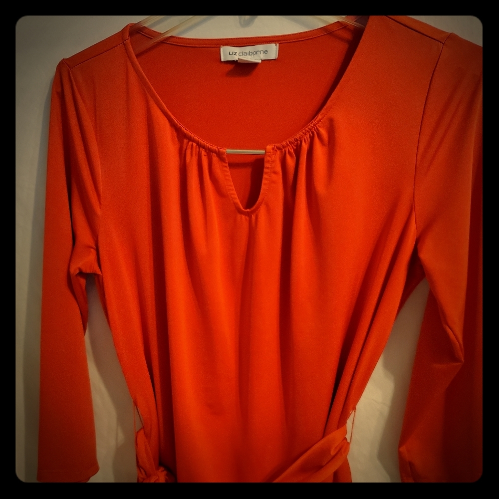 Liz Claiborne Vibrant waist tie blouse